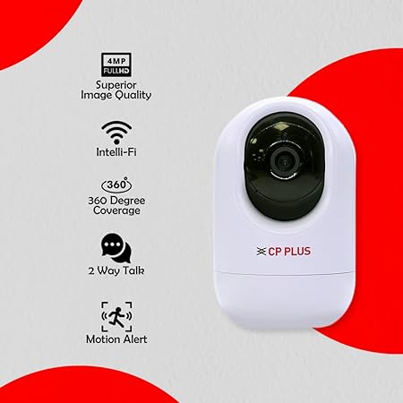 CP PLUS 4MP Quad HD 2K Smart Wi-Fi CCTV Indoor Home Security Camera | 1440P Wireless 360° Camera | Night Vision | Two Way Talk | Alexa & OK Google | 15 Mtr, White - CP-E44A - Image 3