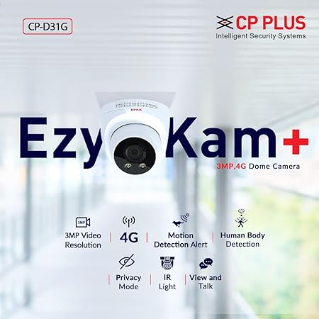 CP PLUS 3MP 4G Dome Camera with 1296P Resolution Video, 4G Sim Card Support, 2-Way Talk, Human Body Detection, Advanced Night Vision & Privacy Mode - CP-D31G - Image 2